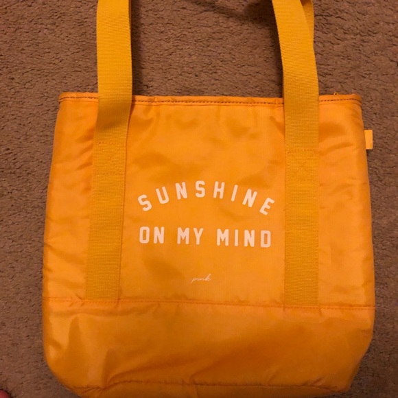 PINK Victoria's Secret Handbags - VS Pink Mini Tote Bag Cooler. NWT, yellow. Outer material is weather repellent.